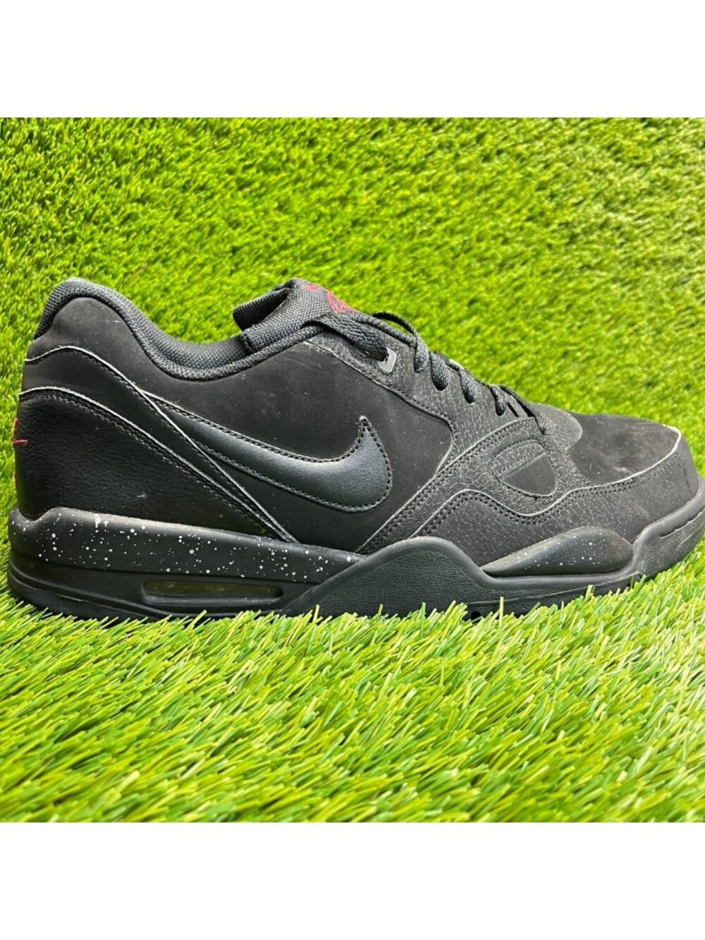Nike Flight 13 Low Mens Size 13 Black Athletic Leather Walking Shoes Sneakers